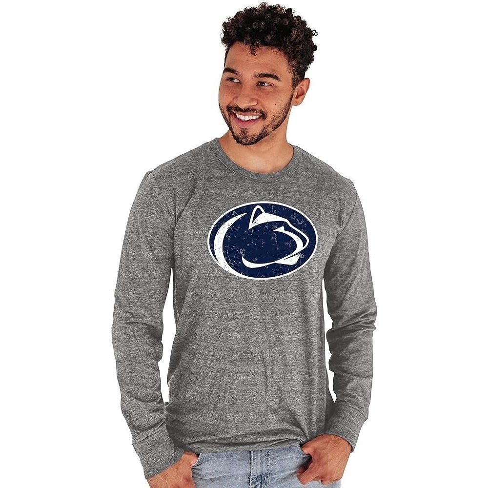 Blue 84 Penn State Nittany Lions Long Sleeve Graphic Tee Grey Mens XL Distressed